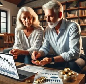 retired couple looking at gold